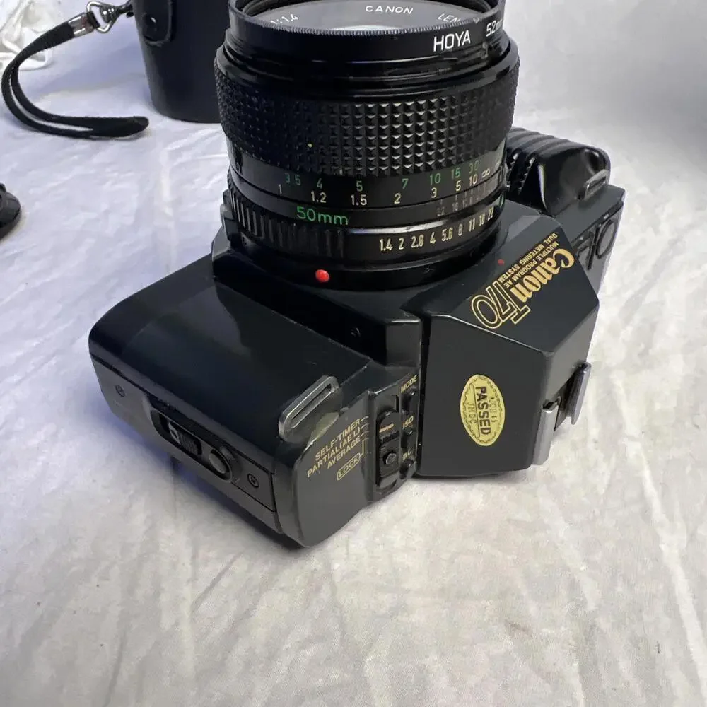 Canon T70 35mm Film SLR Camera w/3 lenses Tested Working*
